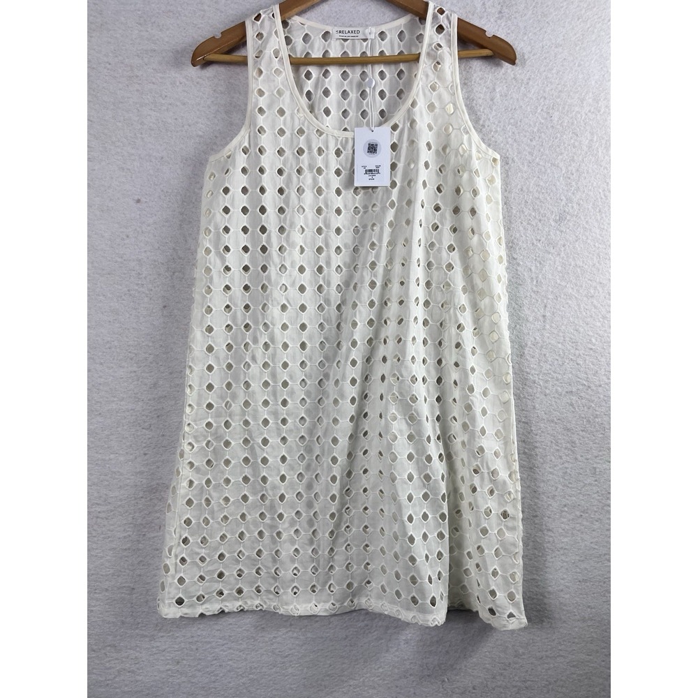 New LA Relaxed Pia Lace Dress Ivory Organic Cotton S Sleeveless Scoop Neck NWT